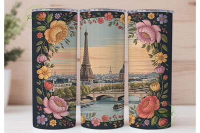 Paris Sunset Floral Tumbler Design Sublimation PixelChick 