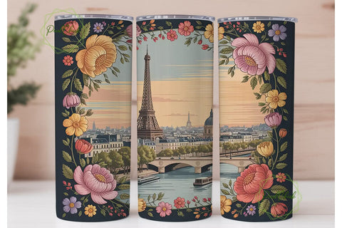 Paris Sunset Floral Tumbler Design Sublimation PixelChick 