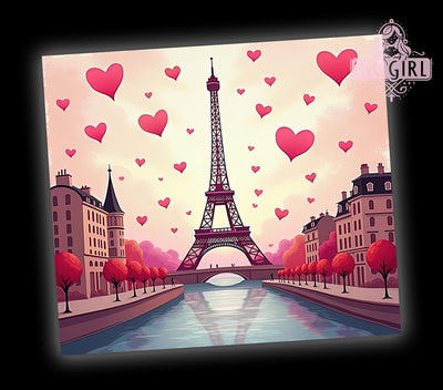 Paris Valentine Hearts 20oz Tumbler, Valentine Hearts Tumbler, 20oz Wrap, Romantic Tumbler, Love Theme Design, French Love Gift, Cute Valentine Tumbler Sublimation SvggirlplusArt 