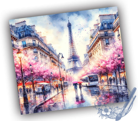 Parisian Eiffel Tower Tumbler Wrap, Eiffel Tower, Paris, Tumbler Wrap, Sublimation Design, France Decor, Travel Gift, Parisian Art Sublimation ToriDesigns 