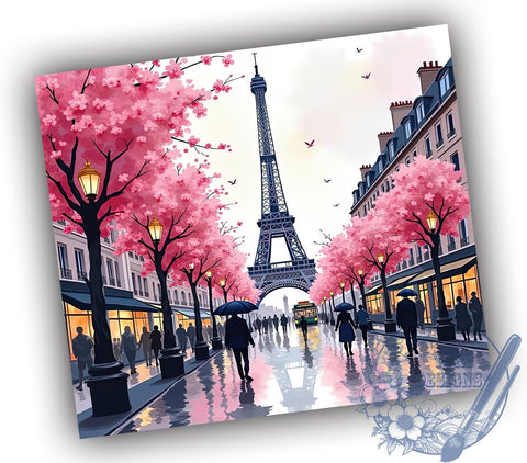 Parisian Eiffel Tower Tumbler Wrap, Eiffel Tower, Paris, Tumbler Wrap, Sublimation Design, France Decor, Travel Gift, Parisian Art Sublimation ToriDesigns 