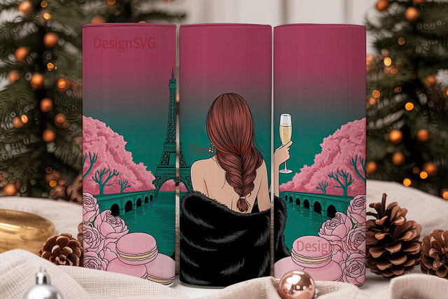 Parisian Night Tumbler Wrap Sublimation DesignSVG 
