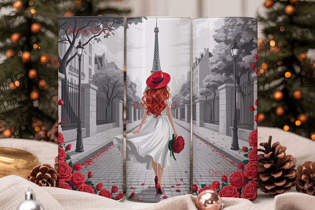 Parisian Romance 20oz Tumbler Wrap Sublimation DesignSVG 