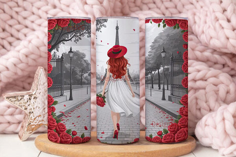 Parisian Romance 20oz Tumbler Wrap Sublimation DesignSVG 