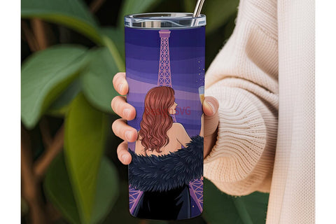 Parisian Romance 20oz Tumbler Wrap Sublimation DesignSVG 