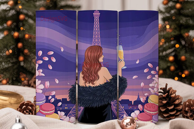 Parisian Romance 20oz Tumbler Wrap Sublimation DesignSVG 