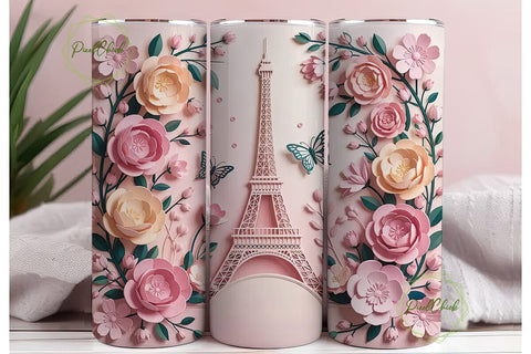Parisian Romance 20oz Tumbler Wrap Sublimation PixelChick 