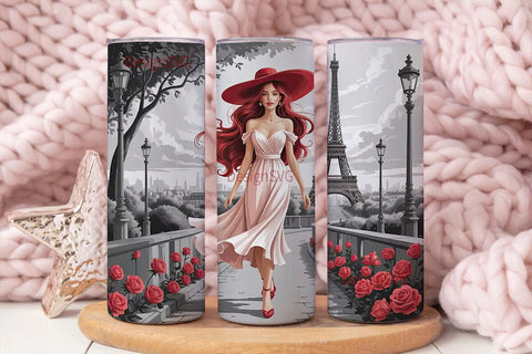 Parisian Romance Tumbler Wrap Sublimation DesignSVG 