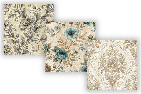 Parisian Toile Digital Paper Pack, French Vintage Floral Seamless Patterns, Scrapbooking & Printable Crafts Digital Pattern FloridPrintables 