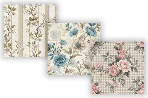 Parisian Toile Digital Paper Pack, French Vintage Floral Seamless Patterns, Scrapbooking & Printable Crafts Digital Pattern FloridPrintables 
