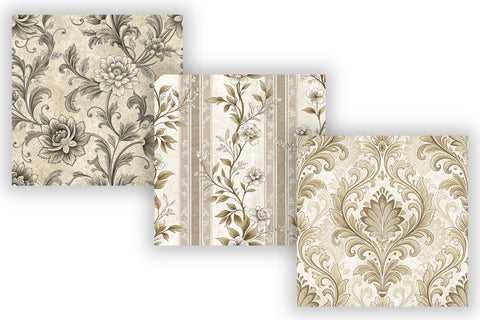 Parisian Toile Digital Paper Pack, French Vintage Floral Seamless Patterns, Scrapbooking & Printable Crafts Digital Pattern FloridPrintables 
