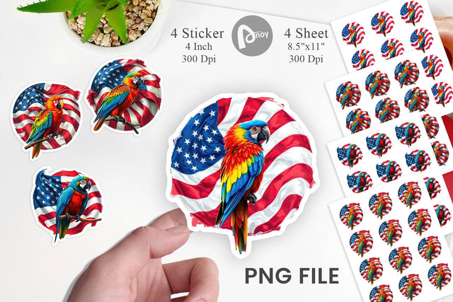 Parrot 4th of July Sticker Sublimation artnoy 