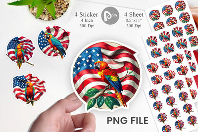 Parrot 4th of July Sticker Sublimation artnoy 