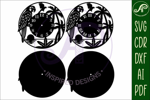 Parrot bird clock laser cut files SVG APInspireddesigns 