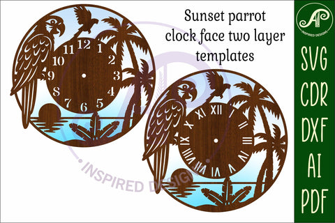 Parrot bird clock laser cut files SVG APInspireddesigns 