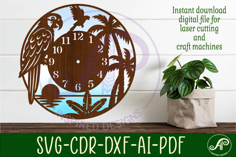 Parrot bird clock laser cut files SVG APInspireddesigns 