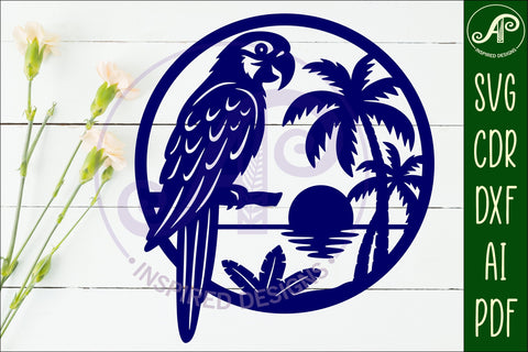 Parrot bird wall sign svg laser cut file SVG APInspireddesigns 
