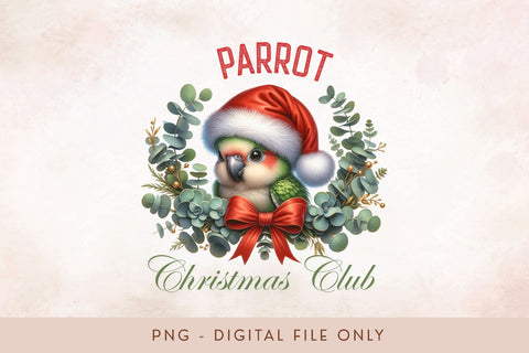 Parrot Christmas Club PNG - Pet Bird Holiday Design Sublimation BijouBay 