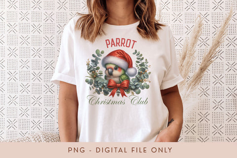 Parrot Christmas Club PNG - Pet Bird Holiday Design Sublimation BijouBay 