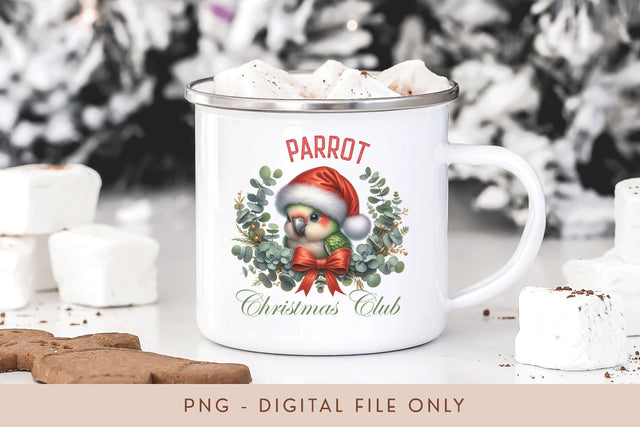 Parrot Christmas Club PNG - Pet Bird Holiday Design Sublimation BijouBay 