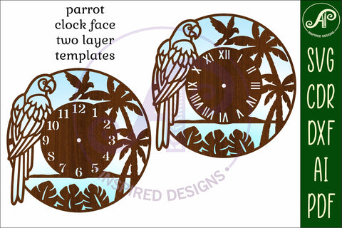 Parrot clock wall clock laser cut files SVG APInspireddesigns 