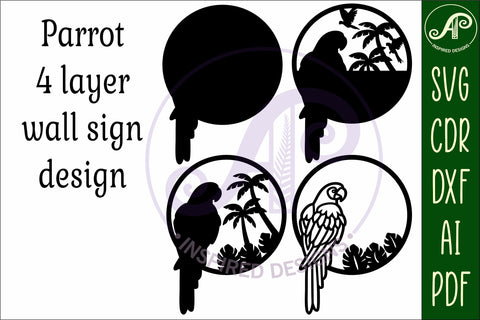 Parrot layered wall art sign, SVG file. vector file SVG APInspireddesigns 