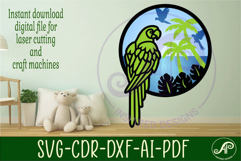 Parrot layered wall art sign, SVG file. vector file SVG APInspireddesigns 