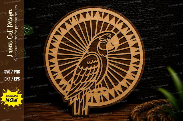 Parrot Mandala Circle Laser Cut SVG Design SVG Regulrcrative 
