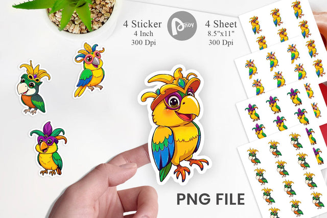 Parrot Mardi Gras Sticker Sublimation artnoy 