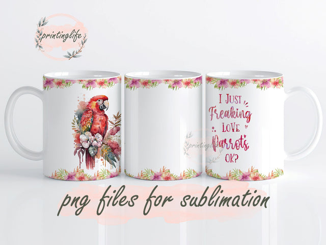 Parrot Mug Wrap Mug, Parrot Mug Sublimation Design, Parrot Mug Wrap, Instant Digital Download PNG Sublimation PrintingLife 