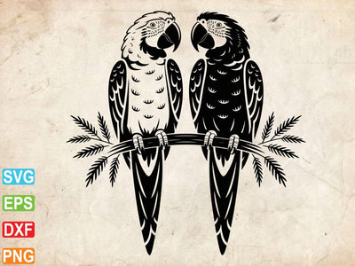 Parrot SVG Clipart Bundle, Hand Drawn Bird Silhouette SVG artprintfile 
