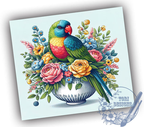 Parrot Tropical 20oz Skinny Tumbler, Parrot Tumbler Png, Straight & Tapered Tumbler Wrap, Instant Digital Download Sublimation ToriDesigns 