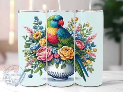 Parrot Tropical 20oz Skinny Tumbler, Parrot Tumbler Png, Straight & Tapered Tumbler Wrap, Instant Digital Download Sublimation ToriDesigns 