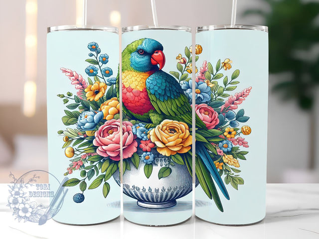 Parrot Tropical 20oz Skinny Tumbler, Parrot Tumbler Png, Straight & Tapered Tumbler Wrap, Instant Digital Download Sublimation ToriDesigns 