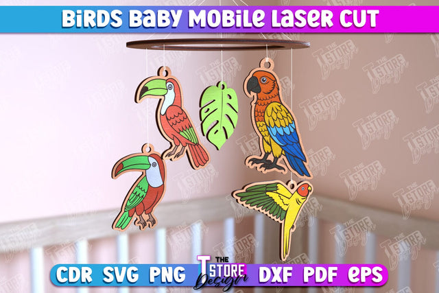 Parrots and Toucans Baby Mobile | Birds Design | Baby Room Décor | New Born | CNC Files SVG The T Store Design 
