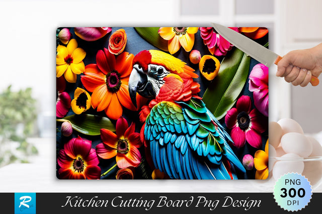 Parrots With Flowers Cutting Board Sublimation Regulrcrative 