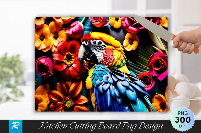 Parrots With Flowers Cutting Board Sublimation Regulrcrative 