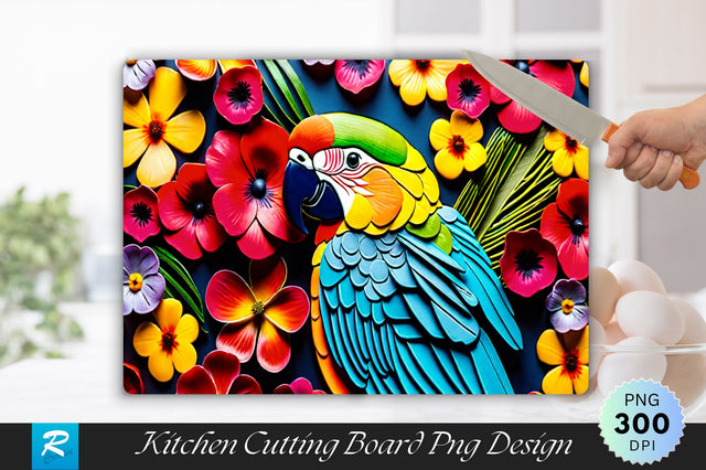 Parrots With Flowers Cutting Board Sublimation Regulrcrative 