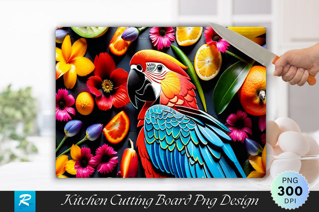 Parrots With Flowers Cutting Board Sublimation Regulrcrative 