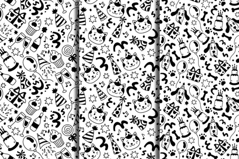 Party Doodle Seamless Patterns Digital Pattern Rin Green 