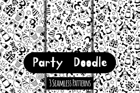 Party Doodle Seamless Patterns Digital Pattern Rin Green 