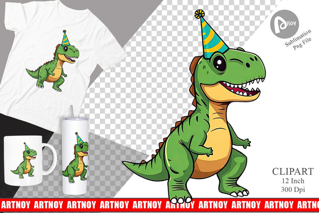 Party Hat Dino Clipart Sublimation artnoy 