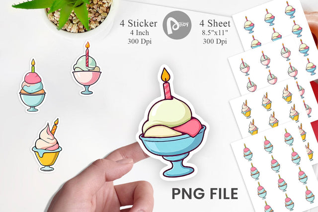 Party Ice Cream Sticker Sublimation artnoy 