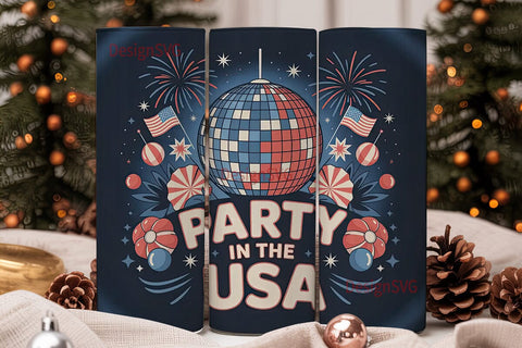 Party in the USA 20oz Tumbler Wrap Sublimation DesignSVG 