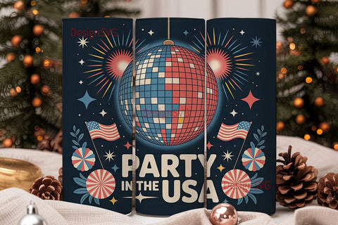 Party in the USA 20oz Tumbler Wrap Sublimation DesignSVG 