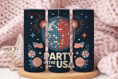 Party in the USA 20oz Tumbler Wrap Sublimation DesignSVG 