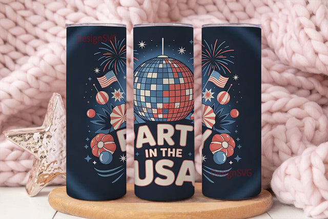 Party in the USA 20oz Tumbler Wrap Sublimation DesignSVG 