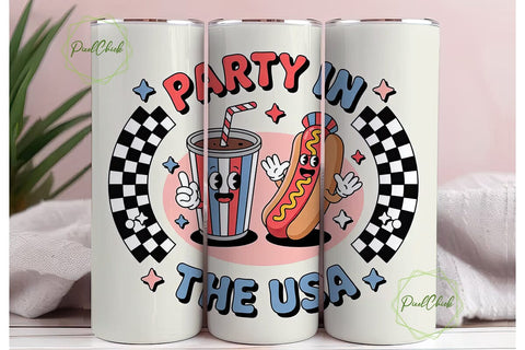 Party in the USA 20oz Tumbler Wrap Sublimation PixelChick 