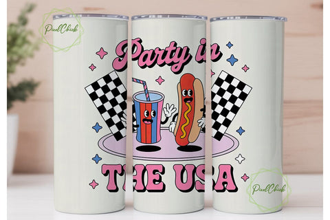 Party in the USA 20oz Tumbler Wrap Sublimation PixelChick 