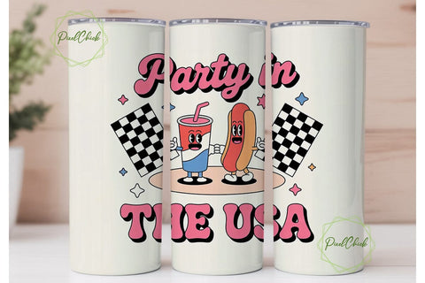 Party in the USA 20oz Tumbler Wrap Sublimation PixelChick 